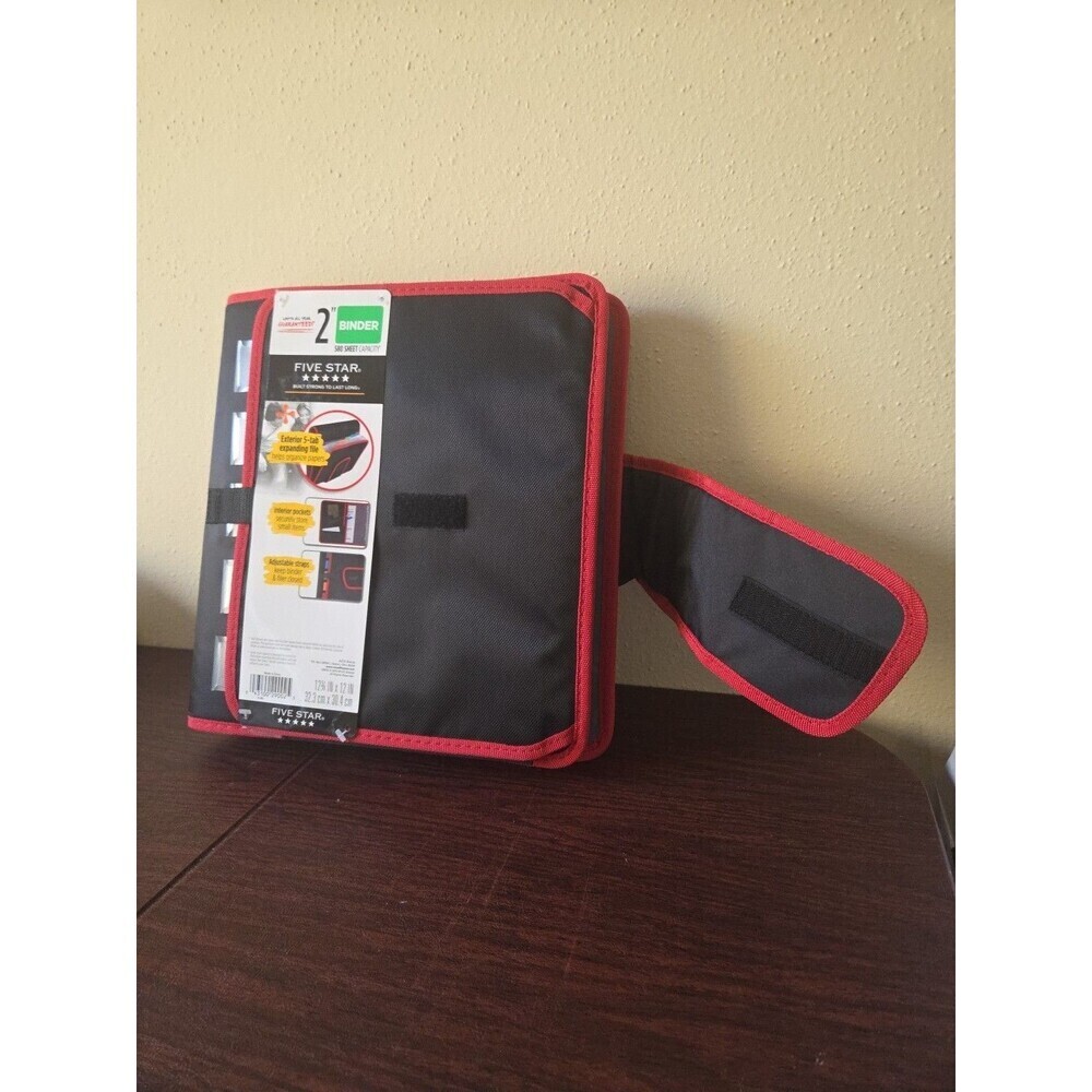 Mead Five Star 2" Binder 580 Sheet Capacity Exterior Expanding File Black Red - Picture 5 of 11